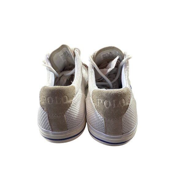 Polo Ralph Lauren Vaughn Men’s Sneakers 10D White Mesh & Suede Casual Shoes - Picture 4 of 8